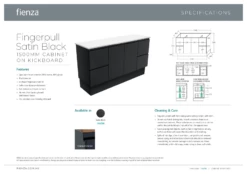 Fienza Sarah Black Sparkle Undermount Single Bowl 1500 Vanity On Kickboard Fingerpull Satin Black SB150ZBKS -Bathroom Supplies Sales 2024 BA6198 1