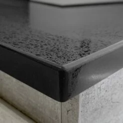 Fienza Sarah Black Sparkle Undermount Single Bowl 1500 Vanity On Kickboard Fingerpull Satin Black SB150ZBKS -Bathroom Supplies Sales 2024 BA6198 2