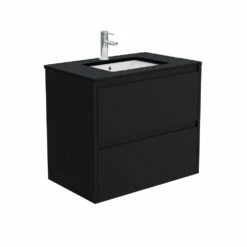 Fienza Sarah Black Sparkle Amato750 Wall Hung Vanity Satin Black SB75BB