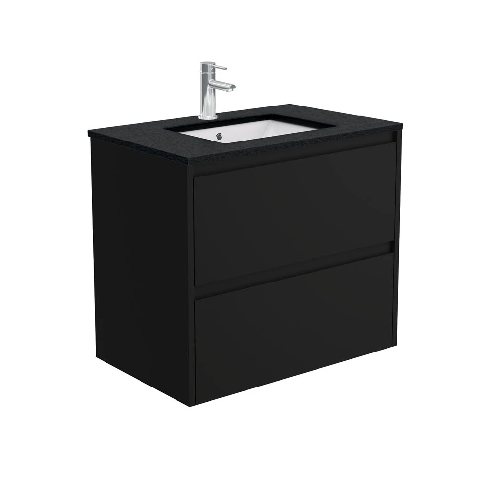 Fienza Sarah Black Sparkle Amato750 Wall Hung Vanity Satin Black SB75BB 3 Fienza Sarah Black Sparkle Amato750 Wall Hung Vanity Satin Black SB75BB