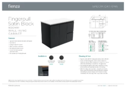 Fienza Sarah Black Sparkle Undermount Amato 900 Wall Hung Vanity Scandi Oak SB90BS -Bathroom Supplies Sales 2024 BA6234 1