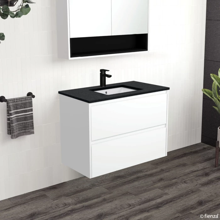 Fienza Sarah Black Sparkle Undermount Amato 900 Wall Hung Vanity Satin White SB90BW 8 Fienza Sarah Black Sparkle Undermount Amato 900 Wall Hung Vanity Satin White SB90BW - Image 6