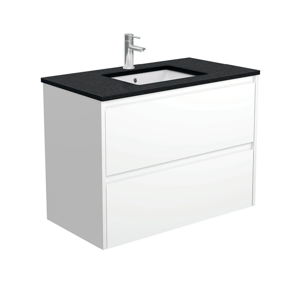 Fienza Sarah Black Sparkle Undermount Amato 900 Wall Hung Vanity Satin White SB90BW 3 Fienza Sarah Black Sparkle Undermount Amato 900 Wall Hung Vanity Satin White SB90BW