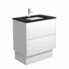 Fienza Sarah Black Sparkle Amato 750 Vanity On Kickboard Satin White SB75BWK -Bathroom Supplies Sales 2024 BA6239
