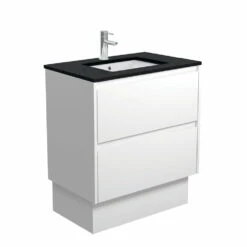 Fienza Sarah Black Sparkle Amato 750 Vanity On Kickboard Satin White SB75BWK