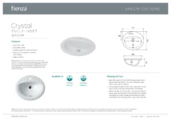 Fienza Crystal Fully Inset Basin Three Tap Hole Vitreous China TR4056-3 -Bathroom Supplies Sales 2024 BA6249