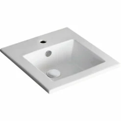 Fienza Allison Fully Inset Basin Gloss White One Tap Hole Virteous China 425mm X 425mm TR4583