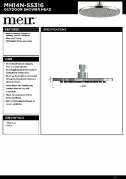 Meir 200mm Outdoor Shower Rose Round Head Stainless Steel SS316 MH14N-SS316 7 Meir 200mm Outdoor Shower Rose Round Head Stainless Steel SS316 MH14N-SS316 -Bathroom Supplies Sales 2024 BA6424 2