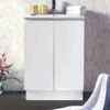 Best BM Bathroom Rio Slimline Freestanding Vanity Cabinet 600mm 2 Doors White BVS-600