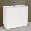 Best BM Bathroom Rio Slimline Freestanding Vanity Cabinet 900mm 2 Doors 2 Drawers White BVS-900
