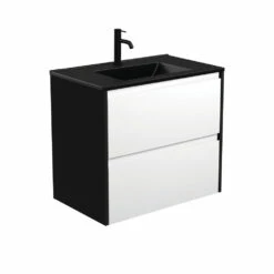 Fienza Dolce Amato 750 Wall Hung Vanity Satin Black TCLB75BWB