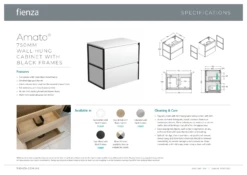 Fienza Dolce Amato 750 Wall Hung Vanity Matte Black Frames TCLB75BWF -Bathroom Supplies Sales 2024 BA7126