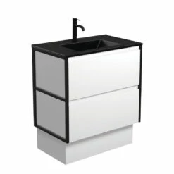 Fienza Dolce Amato 750 Vanity On Kickboard Matte Black Frames TCLB75BWFK