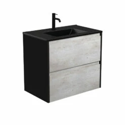 Fienza Dolce Amato 750 Wall Hung Vanity Satin Black Panels TCLB75BXB