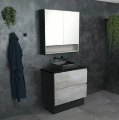 Fienza Dolce Amato 750 Vanity On Kickboard Satin Black Panels TCLB75BXBK -Bathroom Supplies Sales 2024 BA7137 1