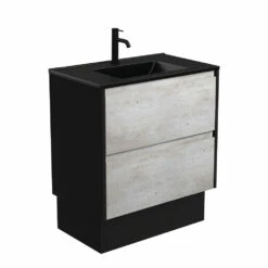 Fienza Dolce Amato 750 Vanity On Kickboard Satin Black Panels TCLB75BXBK