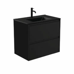 Fienza Dolce Amato 750 Wall Hung Vanity Satin Black TCLB75BB