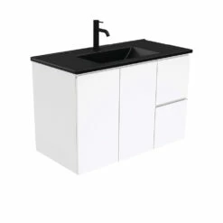 Fienza Dolce Fingerpull 900 Wall Hung Vanity Gloss White TCLB90FR