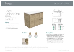 Fienza Dolce Fingerpull 900 Wall Hung Vanity Scandi Oak TCLB90SR -Bathroom Supplies Sales 2024 BA7153