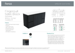 Fienza Dolce Fingerpull 1200 Wall Hung Vanity Satin Black TCLB120ZB -Bathroom Supplies Sales 2024 BA7189