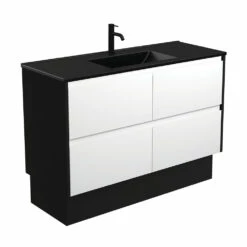 Fienza Dolce Amato 1200 Vanity On Kickboard Satin Black Panels TCLB120BWBK