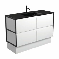 Fienza Dolce Amato 1200 Vanity On Kickboard Matte Black Frames TCLB120BWFK