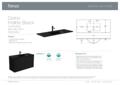 Fienza Dolce Amato 1200 Wall Hung Vanity Satin Black Panels TCLB120BXB -Bathroom Supplies Sales 2024 BA7211 1