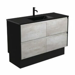 Fienza Dolce Amato 1200 Vanity On Kickboard Satin Black Panels TCLB120BXBK