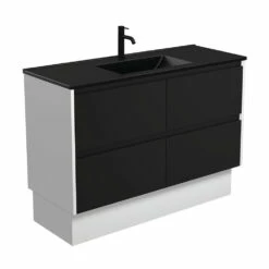 Fienza Dolce Amato 1200 Vanity On Kickboard Satin White Panels TCLB120BBWK