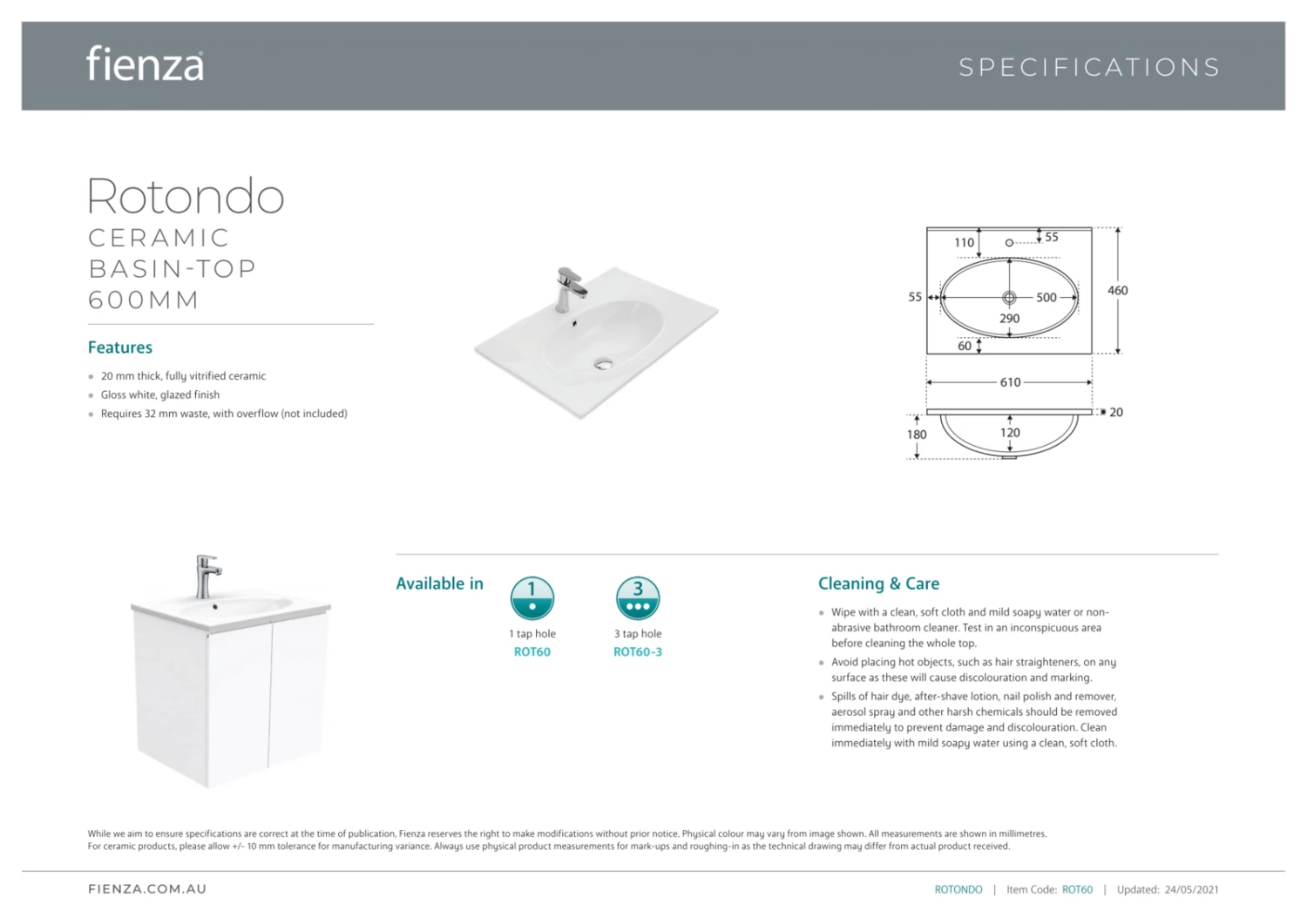 Fienza Rotondo Edge Wall Hung Vanity Scandi Oak ROT60S 5 Fienza Rotondo Edge Wall Hung Vanity Scandi Oak ROT60S - Image 3