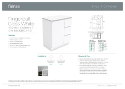 Fienza Rotondo Fingerpull 750 Vanity On Kickboard Gloss White ROT75CR -Bathroom Supplies Sales 2024 BA7233
