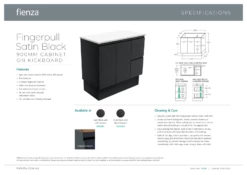 Fienza Rotondo Fingerpull 900 Vanity On Kickboard Satin Black ROT90ZBKR -Bathroom Supplies Sales 2024 BA7280