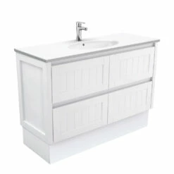 Fienza Rotondo Hampton 1200 Vanity On Kickboard Satin White ROT120TK