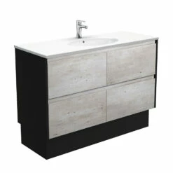 Fienza Rotondo Amato 1200 Vanity On Kickboard Satin Black Panels ROT120BXBK