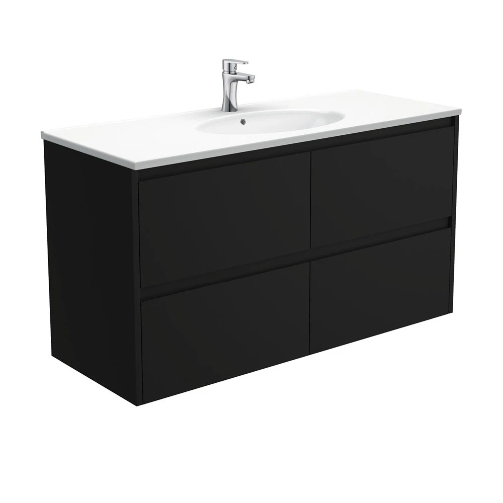 Fienza Rotondo Amato 1200 Wall Hung Vanity Satin Black ROT120BB 3 Fienza Rotondo Amato 1200 Wall Hung Vanity Satin Black ROT120BB