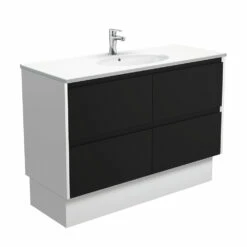 Fienza Rotondo Amato 1200 Vanity On Kickboard Satin White Panels ROT120BBWK