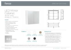 Fienza 750 LED Mirror Cabinet With Satin White Side Panels PSC750MW-LED -Bathroom Supplies Sales 2024 BA7362