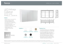 Fienza 1200 LED Mirror Cabinet With Satin Black Side Panels PSC1200B-LED -Bathroom Supplies Sales 2024 BA7377