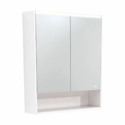 Fienza 750 LED Mirror Cabinet With Display Shelf Gloss White PSC750SW-LED