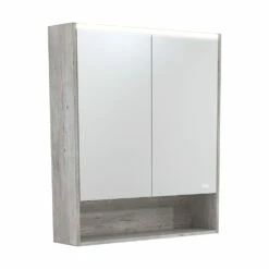 Fienza 750 LED Mirror Cabinet With Display Shelf Industrial Grey PSC750SX-LED