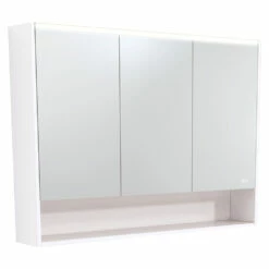 Fienza 1200 LED Mirror Cabinet With Display Shelf Gloss White PSC1200SW-LED