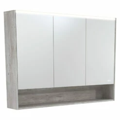 Fienza 1200 LED Mirror Cabinet With Display Shelf Industrial Grey PSC1200SX-LED