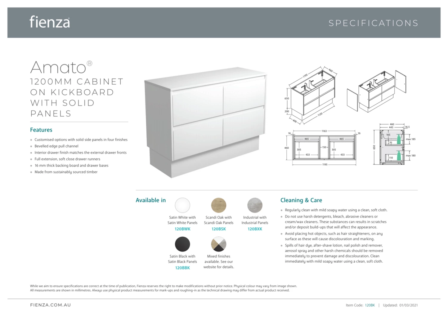 Fienza Sarah Dove Grey Undermount Amato 1200 Wall Hung Vanity Matte Black Frames SD120BXF 7 Fienza Sarah Dove Grey Undermount Amato 1200 Wall Hung Vanity Matte Black Frames SD120BXF - Image 5