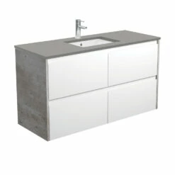 Fienza Sarah Dove Grey Undermount Amato 1200 Wall Hung Vanity Industrial Grey Panels SD120BWX