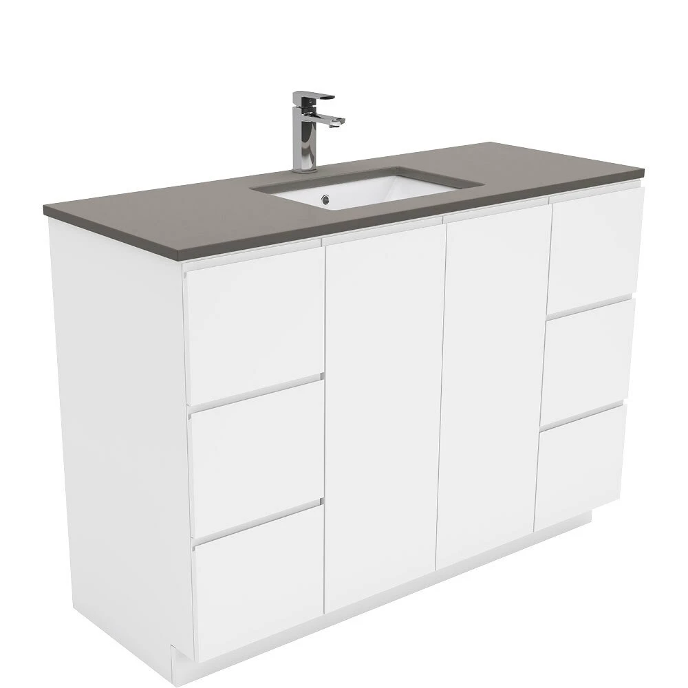 Fienza Sarah Dove Grey Undermount Fingerpull 1200 Vanity On Kickboard Gloss White SD120C 3 Fienza Sarah Dove Grey Undermount Fingerpull 1200 Vanity On Kickboard Gloss White SD120C