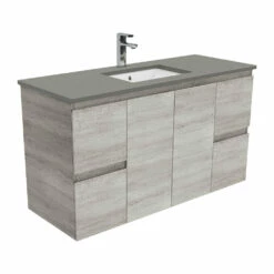 Fienza Sarah Dove Grey Undermount Edge 1200 Wall Hung Vanity Industrial Grey SD120X