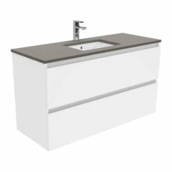 Fienza Sarah Dove Grey Undermount Quest 1200 Wall Hung Vanity Gloss White SD120Q