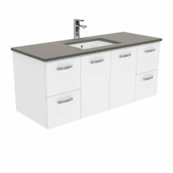 Fienza Sarah Dove Grey Undermount UniCab1200 Wall Hung Vanity Gloss White SD120J