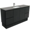 Fienza Sarah Dove Grey Undermount Single Bowl 1500 Vanity On Kickboard Fingerpull Satin Black SD150ZBKS