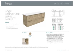 Fienza Sarah Dove Grey Undermount Single Bowl 1500 Wall Hung Vanity Edge Scandi Oak SD150SS -Bathroom Supplies Sales 2024 BA7548